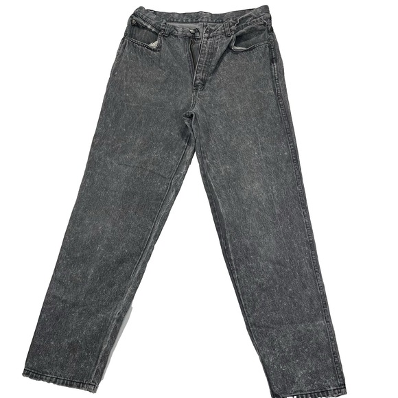 Falls Creek Other - Vintage Falls Creek Dungarees Men's‎ 31 X 30 Black Acid Wash Jean Distressed Zip